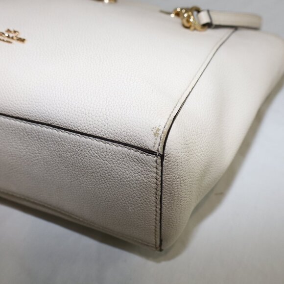 Coach Turnlock Chain Tote 27 White Leather Black Interior Gold Hardware 57107 - Picture 7 of 13